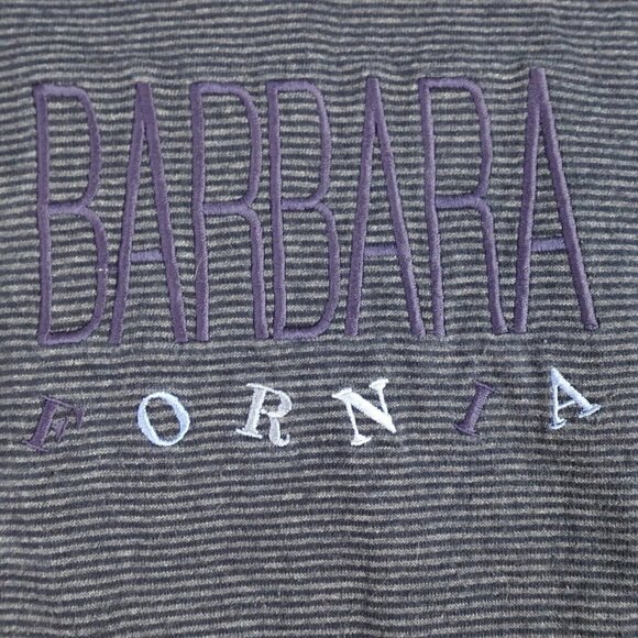 Santa Barbara California T-shirt Medium Blue Striped Vintage Embroidered Cotton - Picture 4 of 10